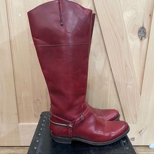 Frye Rider Spur Riding Tall Boots Red Size 11 RARE